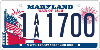 MD license plate 1AA1700