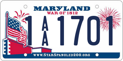 MD license plate 1AA1701