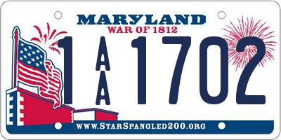 MD license plate 1AA1702