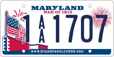 MD license plate 1AA1707