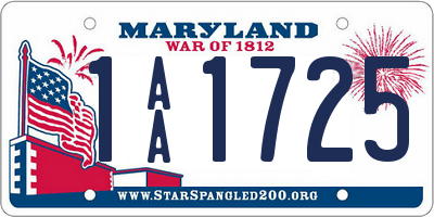 MD license plate 1AA1725