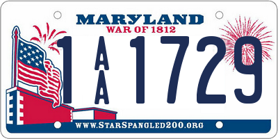 MD license plate 1AA1729