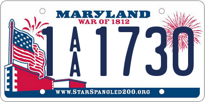 MD license plate 1AA1730