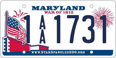 MD license plate 1AA1731