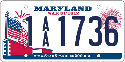 MD license plate 1AA1736