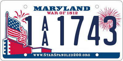 MD license plate 1AA1743