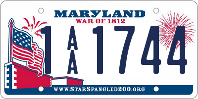 MD license plate 1AA1744