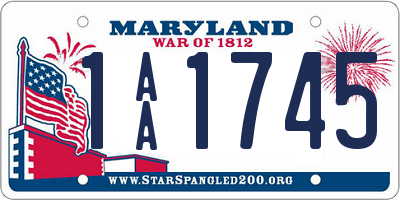 MD license plate 1AA1745