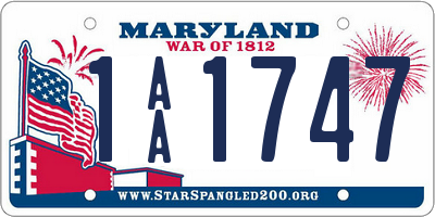 MD license plate 1AA1747