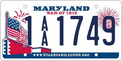 MD license plate 1AA1749