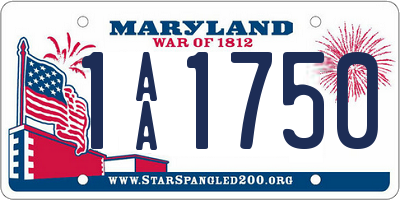 MD license plate 1AA1750