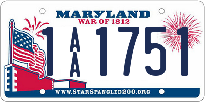 MD license plate 1AA1751