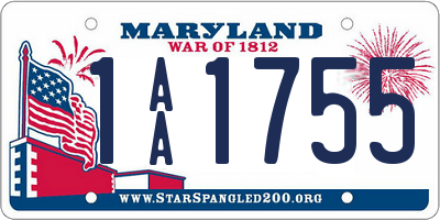 MD license plate 1AA1755