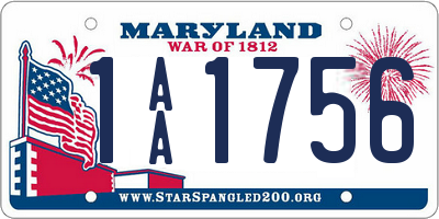 MD license plate 1AA1756