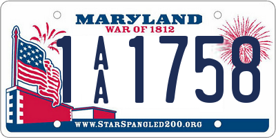 MD license plate 1AA1758