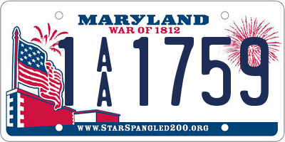 MD license plate 1AA1759