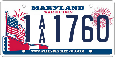 MD license plate 1AA1760