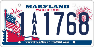 MD license plate 1AA1768