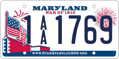 MD license plate 1AA1769