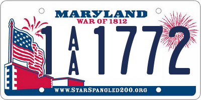 MD license plate 1AA1772