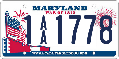 MD license plate 1AA1778