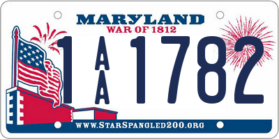 MD license plate 1AA1782