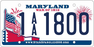 MD license plate 1AA1800