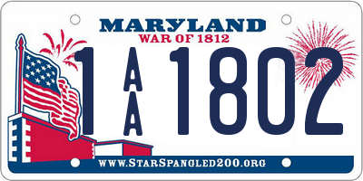 MD license plate 1AA1802