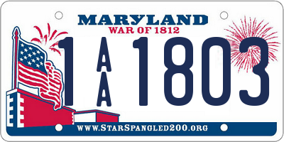 MD license plate 1AA1803