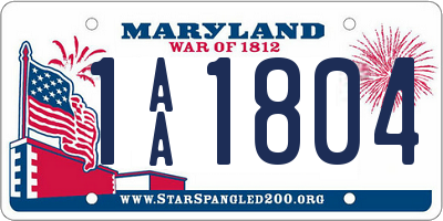 MD license plate 1AA1804