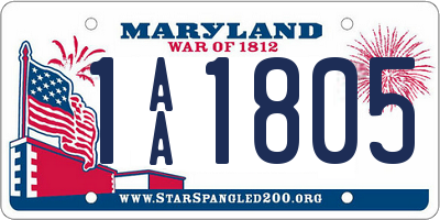 MD license plate 1AA1805