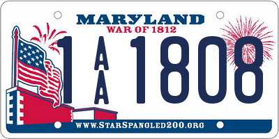 MD license plate 1AA1808