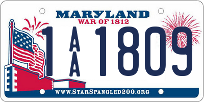 MD license plate 1AA1809