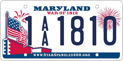 MD license plate 1AA1810