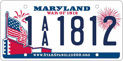 MD license plate 1AA1812