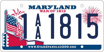 MD license plate 1AA1815