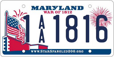 MD license plate 1AA1816