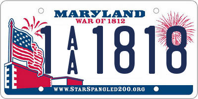 MD license plate 1AA1818