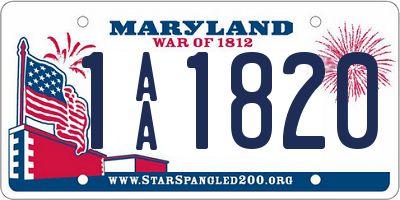 MD license plate 1AA1820