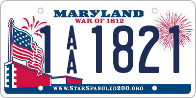 MD license plate 1AA1821