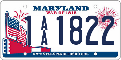 MD license plate 1AA1822