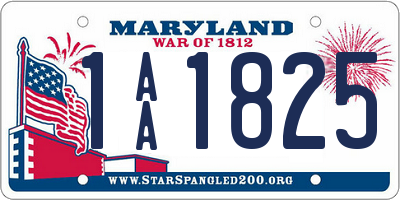 MD license plate 1AA1825