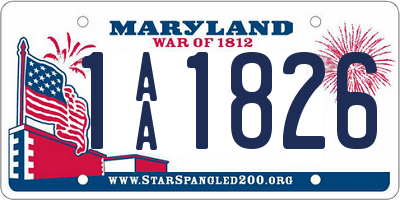 MD license plate 1AA1826