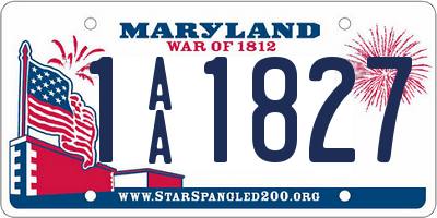 MD license plate 1AA1827