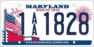 MD license plate 1AA1828