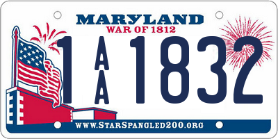 MD license plate 1AA1832