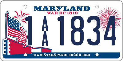 MD license plate 1AA1834