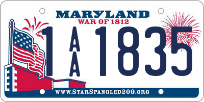 MD license plate 1AA1835