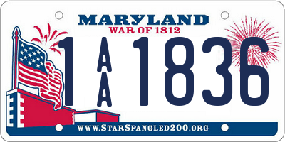 MD license plate 1AA1836