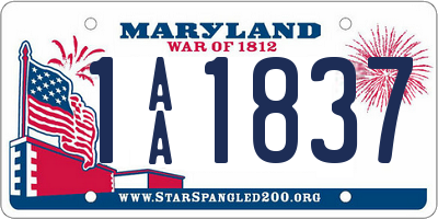 MD license plate 1AA1837